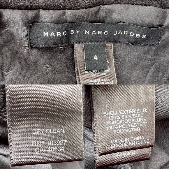 Marc by Marc Jacobs Black & Purple Polka Dot Silk Mini Dress Size 4 /Maximalism - Picture 6 of 16